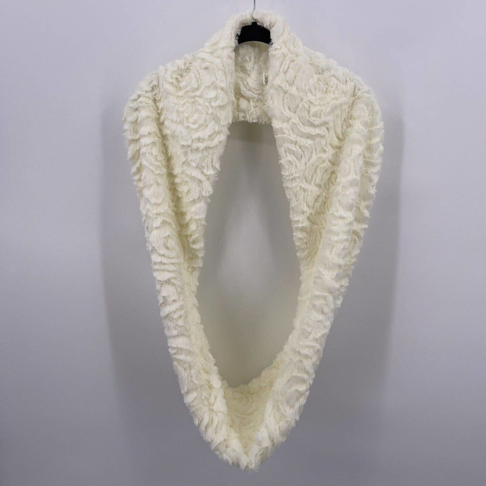Blue Star Cream Ivory Faux Fur Infinity Scarf Super Soft Cozy Comfortable Casual